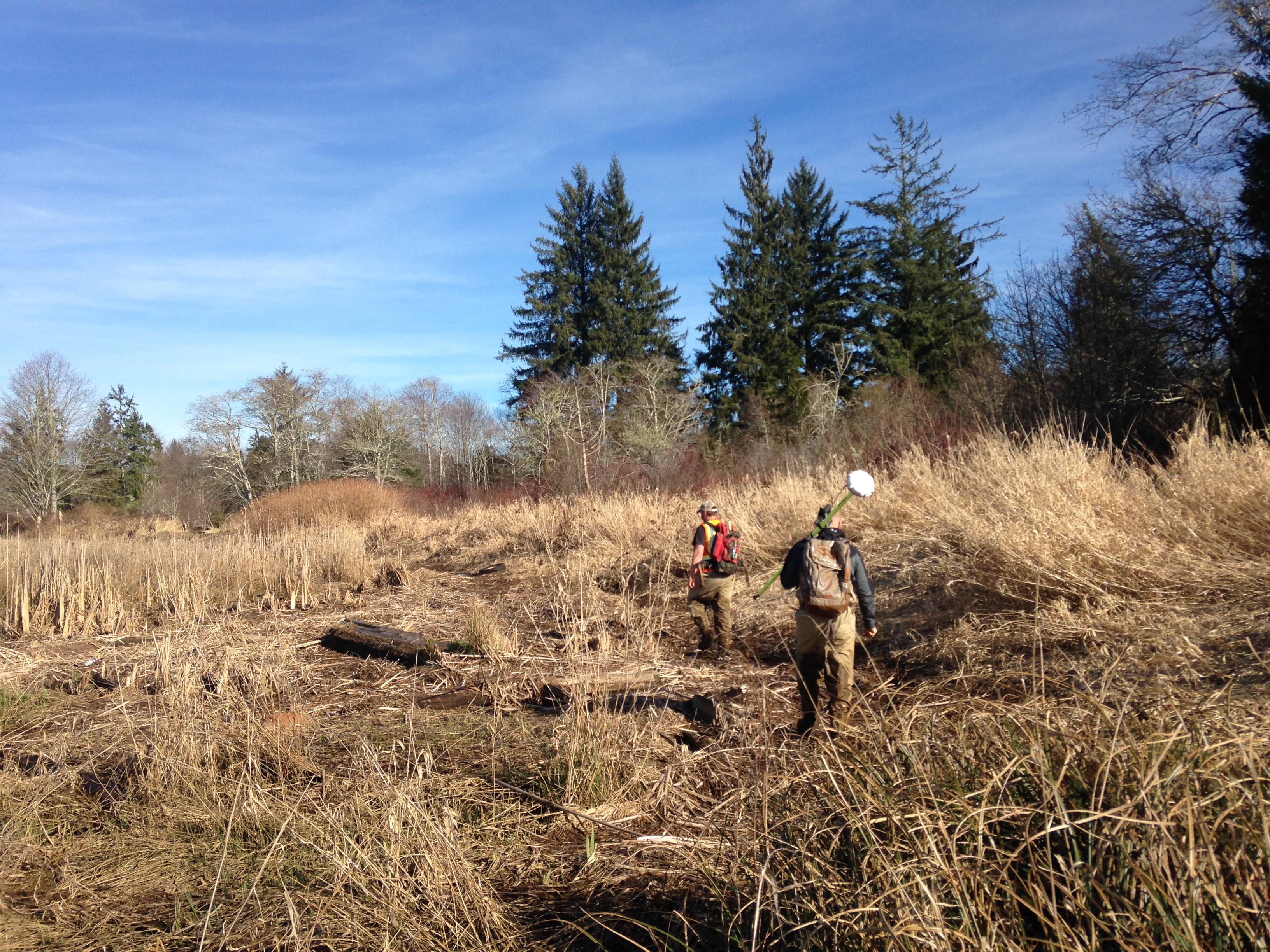MA and JM surveying targets Columbia Land Trust