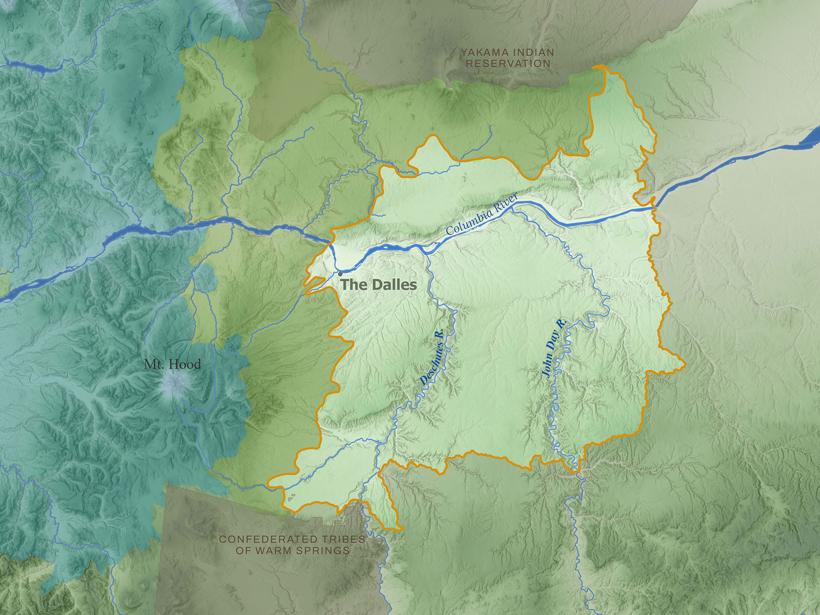 map of Columbia Land Trust's service area in the Columbia Plateau